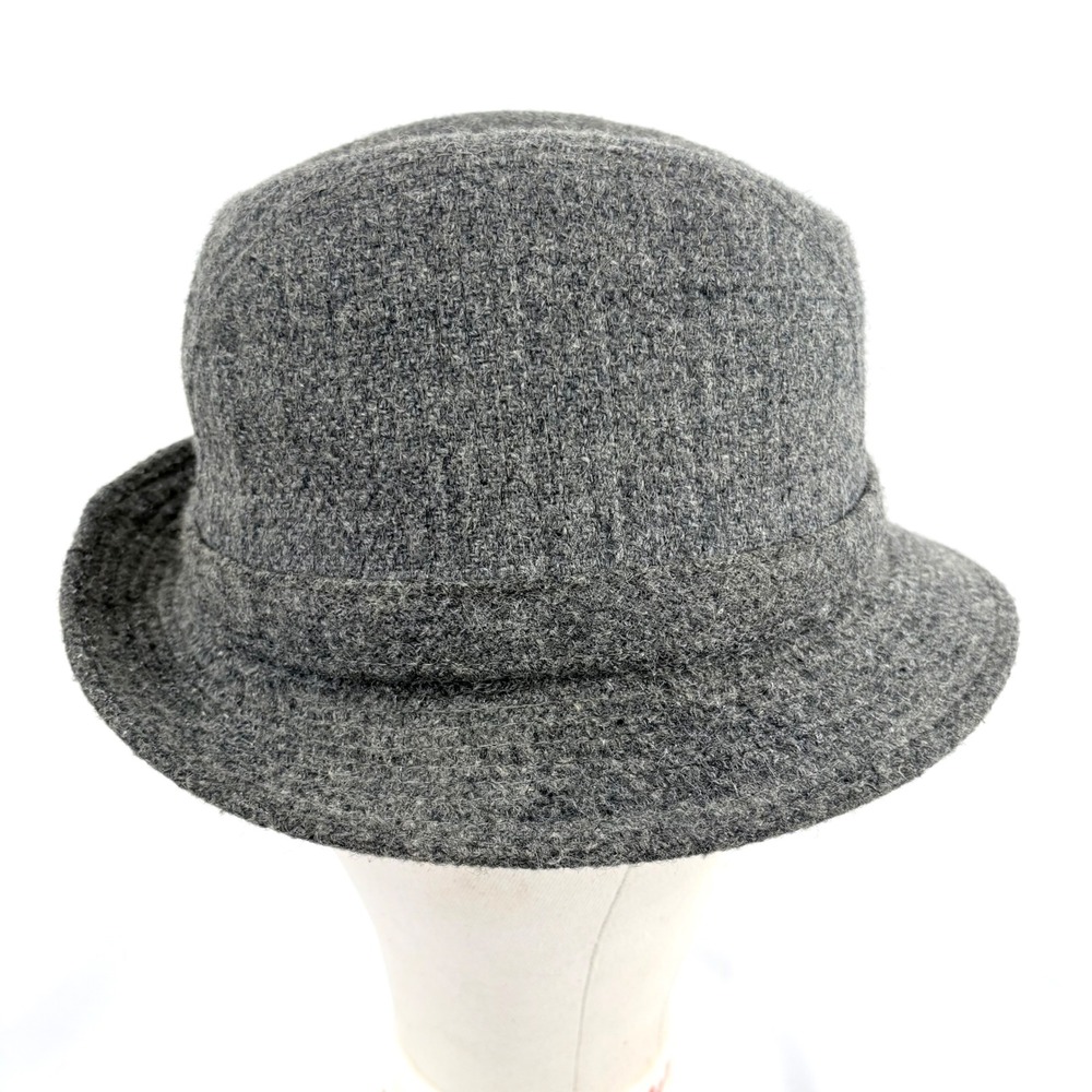 Stetson Fedora Hat Grey Wool Blend Water Repellent Pinched Crown  L 7 1/4-7‎ 3/8